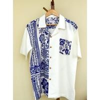 ราคา เสื้อฮาวายทูโทน ขาว น้ำเงิน ลินินวิสโค้ดและเทนเซล ส่งฟรี (27155559144)
