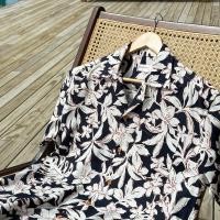 ราคา เสื้อฮาวาย ผ้าลินินแท้ ลายดอกไม้ สีน้ำเงินเข้ม ส่งฟรี (28557815351)