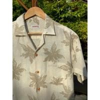 ราคา เสื้อฮาวายสีครีมลายดอกไม้สีน้ำตาล ลินินแท้ ส่งฟรี (26059971285)