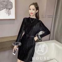 ราคา เดรสกำมะหยี่ ฟรีเข็มขัด (1255242709)