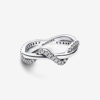 ราคา แหวน Pandora Sparkling Intertwined Wave Ring ของแท้ (25630930834)