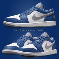 ราคา รองเท้า Nike Jordan 1 Low True Blue Cement Grey Unisex ของแท้ ส่งฟรี (19490840950)