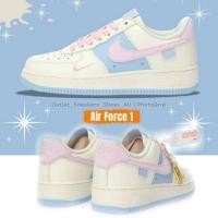 ราคา รองเท้า Nike Air Force 1 Low QS Sail White Blue Pink Swoosh Women ของแท้ พร้อมส่งฟรี (19784315503)