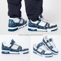 ราคา รองเท้า Louis Vuitton LV Trainer Blue Denim Monogram White Double Boxed Sneakers ใส่ได้ทั้ง ชาย หญิง ส่งฟรี (23535064730)
