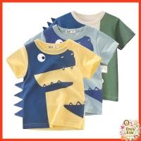 ราคา พร้อมส่ง เสื้อยืดคอกลม แขนสั้น ผ้าฝ้าย ลายการ์ตูนไดโนเสาร์ สําหรับเด็กผู้ชาย อายุ 1 10 ปี (20973372522)