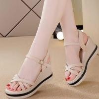 ราคา Wofd สไตล์นางฟ้า Rhinestone เปิดนิ้วเท้ารองเท้าแตะหนาSoled ผู้หญิง 2024 ฤดูร้อนสไตล์ใหม่แฟชั่นด้านในเพิ่มความสูง Wedge Heel รองเท้าแตะโรมัน (25728504546)