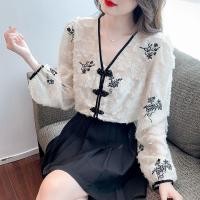 ราคา ใหม่สไตล์จีนสไตล์แห่งชาติหัวเข็มขัดด้านบนผู้หญิง2023รูปแบบฝอยคอวีขนแกะซับเสื้อขนาดเล็กย้อนยุคปักเสื้อชีฟอง7 29 (28357966211)