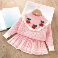 ราคา สาวเสื้อกันหนาวสูทเชอร์รี่สาวน้อยแขนยาวถักเสื้อสวมหัวสูทสองชิ้น (26909985462)