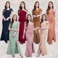 ราคา ชุดไปงานแต่ง เรียบหรู ดูแพง ชุดออกงาน NX273 เดรสยาว เกาะอกระบาย ปาดไหล่2ข้าง งานแต่งงาน ชุดราตรี Woman Dress Dresses (26008692121)