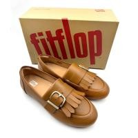 ราคา รองเท้า fitflop รุ่น Allegro Fringe Buckled Leather Loafers สีน้ำตาล 38 (28807289148)