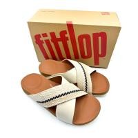 ราคา Fitflop รองเท้าแตะผู้ชาย Iqushion Strap Webbing Leather Cross Slides สีเบจ 44 (25534443965)