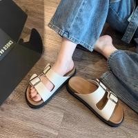 ราคา Birkenstocks รองเท้าแตะส้นแบน PU Rubber Low Heel เล็กกว่า 3 ซม รองเท้าแตะ (26756451537)