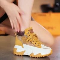 ราคา รองเท้าสูงด้านบนแพลตฟอร์มแต่เพียงผู้เดียวลูกไม้ขึ้นตาข่ายกลางส้น 3 5 ซม รอบนิ้วเท้าตาข่ายยางรองเท้าผู้หญิง (26506023833)