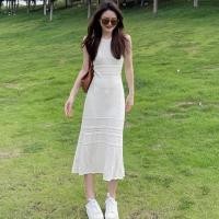 ราคา ชุดเดรสถักลาย jacquard ลายฉลุโรแมนติกสไตล์ฝรั่งเศส2024เสื้อกล้ามแขนกุดเอวโครเชต์ลายดอกไม้สำหรับงานหนักรุ่นใหม่สำหรับผู้หญิง (29059986731)
