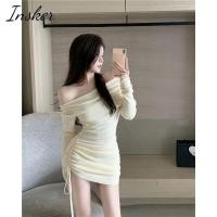 ราคา Insker ชุดเดรสกระโปรง แขนยาว เปิดไหล่ข้างเดียว เซ็กซี่ จับจีบ เก็บสะโพก เหมาะกับฤดูใบไม้ร่วง สําหรับสตรี (15294313577)