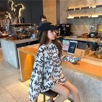 ราคา เสื้อแขนยาวผู้หญิง oversize พิมพ์ลายอังกฤษ สไตส์เกาหลี (3561225880)