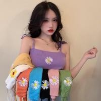 ราคา เสื้อครอป เสื้อสายเดี่ยวปักดอกเดซี่ น่ารัก สไตส์เกาหลี (7746265474)