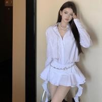 ราคา ชุดเดรสเชิ้ตแขนยาว คอปก ทรงเอ เข้ารูป เอวแคบ แต่งระบาย สุดเซ็กซี่ สีขาว แฟชั่นสไตล์เกาหลี สําหรับผู้หญิง (12399764062)