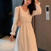 ราคา เดรสสีขาวฝรั่งเศสเดรสแขนยาวเดรสนางฟ้ายาว mtes (26207411936)
