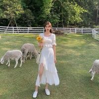 ราคา พร้อมส่ง ชุดเดรสกระโปรงสั้น เอวสูง ผ้าชีฟอง ผ่าข้าง ทรงหางปลา สีขาว สไตล์เกาหลี แฟชั่นฤดูร้อน สําหรับสตรี (12999902863)