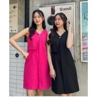 ราคา JellyDressing แขนกุดแต่งกระดุมเพชร ชุดเดรส ชุดทำงาน A031 (17505353594)