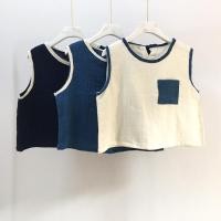 ราคา เสื้อครอป ผ้าฝ้ายสาลูทอสองชั้น แขนกุด มีกระเป๋าเล็กและสายผูกโบว์ด้านหลังคอ ผ้านุ่มมาก ๆ ใส่สบาย (24818348448)