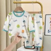 ราคา ชุดนอนเด็ก ผ้าฝ้ายเนื้อบาง นุ่ม สบาย เซ็ต2ชิ้น เสื้อคอกลม กางเกงขา5ส่วน (19191777334)