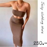 ราคา ชุดเดรสเกาะอก สายฝอ dress พร้อมส่ง (20387488101)