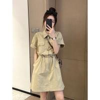 ราคา ชุดเดรสฤดูร้อนแบบไฮโซแมทช์ลุคง่ายสำหรับสาวอวบกระโปรงดีไซน์ดูผอมทรงเอชุดทำงานไซส์ใหญ่เชือกรูดเก็บเอว r26u สำหรับผู้หญิง (29860448989)