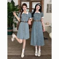 ราคา ยีนส์แขนสั้นใส่แล้วดูผอมกระโปรงสไตล์ฝรั่งเศสแบบใหม่เดรส2024เอวเรียบหรูฤดูร้อนย้อนยุคสองชั้น ejr6 (29160454244)