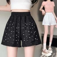 ราคา ฤดูร้อนยิงจริงหนักมุกหลวมกางเกงขาสั้นดูผอมจีบผู้หญิงตรง jacquard ลูกปัดกางเกงขากว้างเอวสูงรุ่นใหม่ eorm (29860324401)