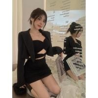 ราคา สูทราคาจริงดีไซน์สั้นยิงจริงระดับไฮเอนด์1663เสื้อแจ็คเก็ตผู้หญิง ทอดถนนสีดำลำลอง wobt (27960193035)