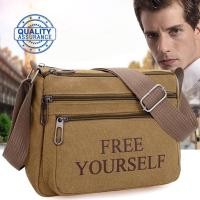 ราคา กระเป๋าสะพายไหล่ผู้ชายแฟชั่น New Casual Satchel Men Canvas Zipper Bag For Outdoor K1k6 (27609805442)