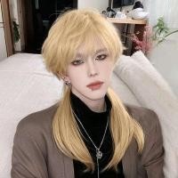 ราคา wig ผมปลอม วิกผมชายยาวตรง Off White Universal Cos Wolf Tail Full Head Cover Men s Cool Mullet Head Trailing Wig Set (29202200271)