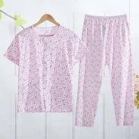 ราคา ชุดคนแก่ ชุดนอน ชุดเสื้อสเวตเตอร์กระดุมด้านหน้าผ้าฝ้ายแท้สำหรับผู้หญิงวัยกลางคนและผู้สูงอายุชุดนอนแขนสั้นสำหรับคุณแม่ (24481368547)