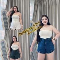 ราคา กางเกงยีนส์ขาสั้น ตีเกร็ดหน้า ผ้ายืด สียีนส์ พร้อมส่ง เอว 30 32 34 36 38 40 (26154542577)