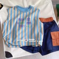 ราคา เสื้อผ้าเด็กเกาหลีเด็กชายเสื้อผ้าเด็กสูทเด็กลายผ้าฝ้ายแท้เสื้อกั๊กเด็กหล่อกางเกงขาสั้นสีฟ้าชุดสองชิ้นอินเทรนด์9 7 (28760451580)