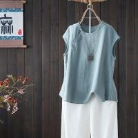 ราคา ใหม่สไตล์ผ้าฝ้ายผ้าลินินสีทึบวรรณกรรมสายคล้องคอขนาดใหญ่เสื้อกั๊กแขนกุดผ้าฝ้ายแท้หลวมสบายๆทุกการแข่งขัน จุดต่ําสุด สูงสุด (27856956860)