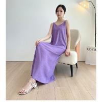 ราคา สไตล์ใหม่ 2024 ฤดูร้อนสลิงเกาหลีรุ่น ผอมลง ดูอารมณ์กระโปรงยาวชุดแขนกุดสีทึบหลวมแฟชั่นที่เรียบง่ายอินเทรนด์ (29605861879)