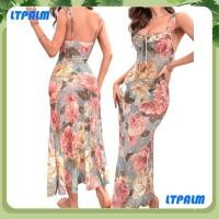 ราคา Ltp ผู้หญิง Nightgowns ชุดนอนแขนกุด Breathable Low Cut Maxi Dress อินเทรนด์ดอกไม้พิมพ์ชุดยาว (24284603233)