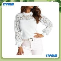 ราคา จํากัด สตรีเสื้อลูกไม้แขนยาวลูกไม้ตาข่ายกลวงเสื้อสีทึบรอบคอซี่โครงสบายๆเสื้อสวมหัวระบายอากาศ (24284599470)