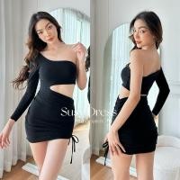 ราคา Susy dress เดรสแขนยาวเว้าเอว รูดปรับระดับสั้นยาวได้ ผ้าเด้ง นิ่มใส่สบาย Free Size Twinsfahfon (20250872297)