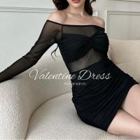 ราคา New Valentin Dress เดรสแขนยาวปาดไหล่ งานซีทรูเซ็กซี่สวยแพงในตัวเดียว ดีเทลแน่นใส่สวยเป๊ะ Free Size Twinsfahfon (25066521338)