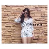 ราคา setเสื้อเชิ้ตzara กางเกงเอวสูงลายหิน s m l xl (1177864739)