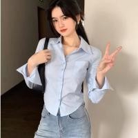 ราคา ใหม่ เสื้อเชิ้ต แขนยาว สีพื้น เอวลอย แฟชั่นฤดูใบไม้ผลิ สําหรับผู้หญิง A90 (24467896696)