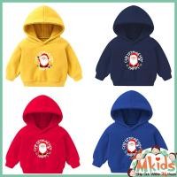 ราคา MKIDS Fashion เสื้อฮู้ดสําหรับเด็กฤดูใบไม้ร่วงและฤดูหนาวใหม่การ์ตูนลายซานตาคลอสผ้าฝ้ายแท้อบอุ่นด้านบนสําหรับ 2 7ย เด็กชายและเด็กหญิง (26407779256)