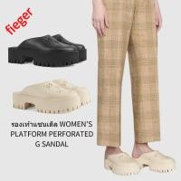 ราคา ใหม่รองเท้าหญิงคลาสสิกของ Gucci รองเท้าแซนเดิล WOMEN S PLATFORM PERFORATED G SANDAL (23577137327)