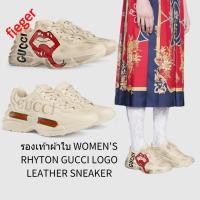 ราคา ใหม่รองเท้าหญิงคลาสสิกของ Gucci รองเท้าผ้าใบ WOMEN S RHYTON GUCCI LOGO LEATHER SNEAKER (20692015127)