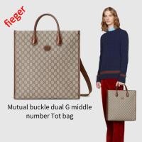 ราคา กระเป๋าผู้ชาย Gucci คลาสสิกใหม่ Mutual buckle dual G middle number Tot bag (15697896526)