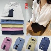ราคา Ralph Lauren Spring and Autumn Style American Style Casual Couple Outfit Men s and Women s Same Style Cotton Linen Fabric Shirt Loose Style Women s Fashion Long Sleeve Shirt (27010529404)